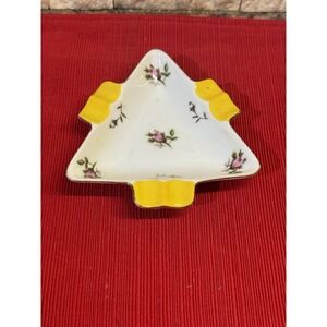 Vintage Cherry China Triangle Porcelain Ashtray Roses Flower Floral Japan Made